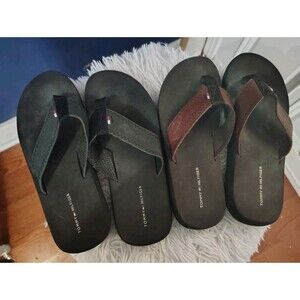 Tommy Hilfiger 2 PAIR BUNDLE Women's Flip Flop Size 7.5M Leather